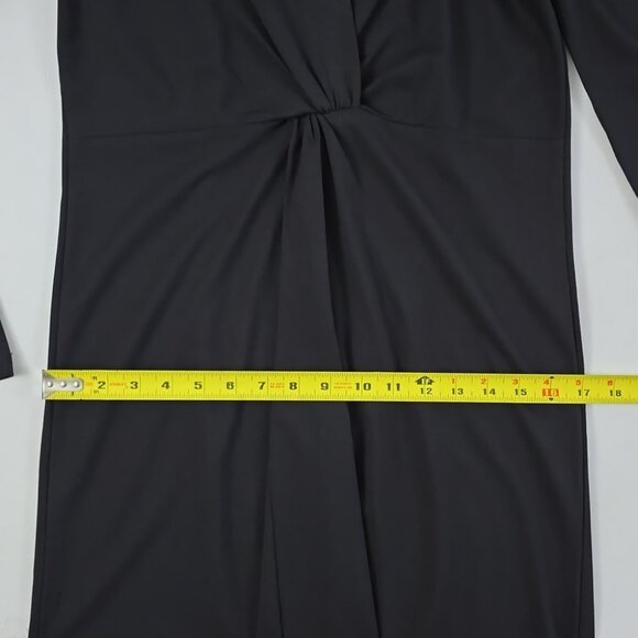 Modern Works Women’s Black Long Sleeves Collared Dress Front Twist Size Small - Picture 13 of 14